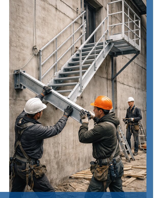 Монтаж металлических лестниц в Луге от 15465 р. | ВЫСОТНИК-Лга