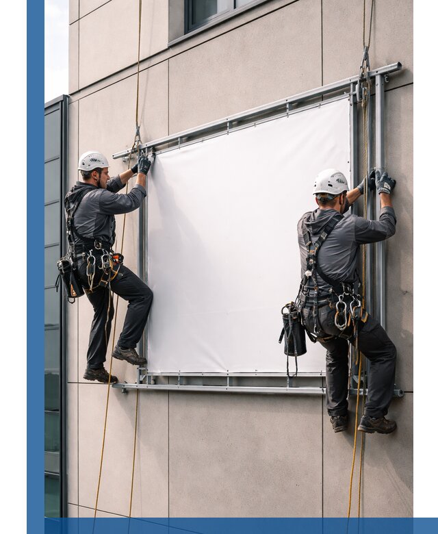 Монтаж наружной рекламной вывески в Луге под ключ
