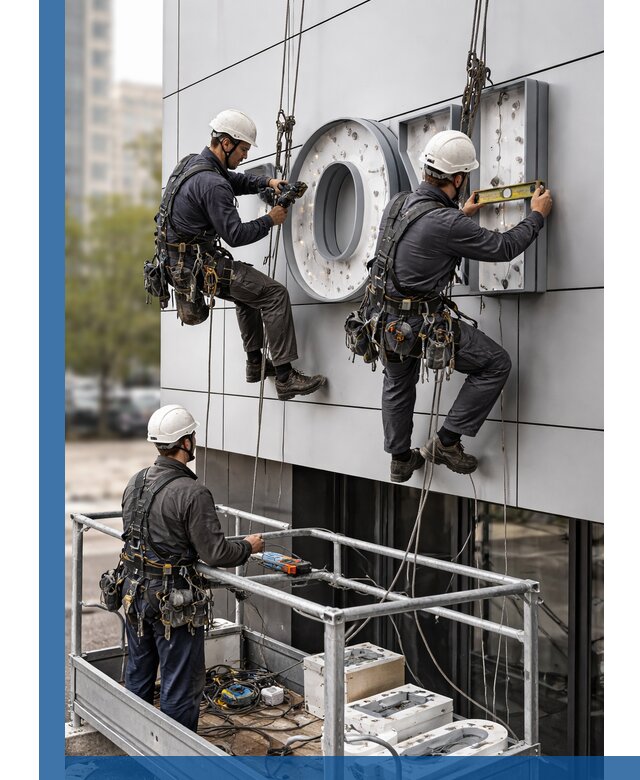 Профессиональный монтаж световых букв в Луге под ключ
