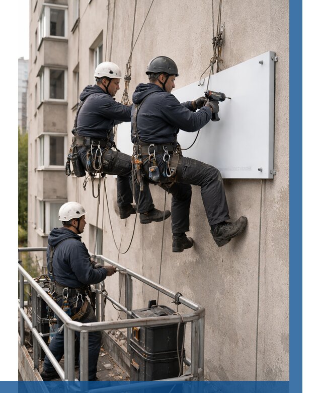 Монтаж табличек и указателей в Луге от 3609 р. | ВЫСОТНИК-Лга