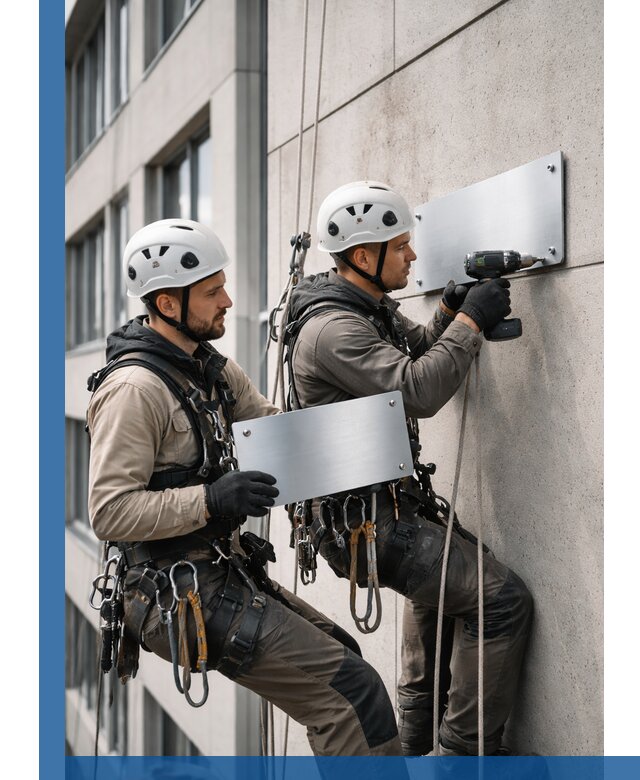 Монтаж табличек и указателей в Луге для зданий и сооружений