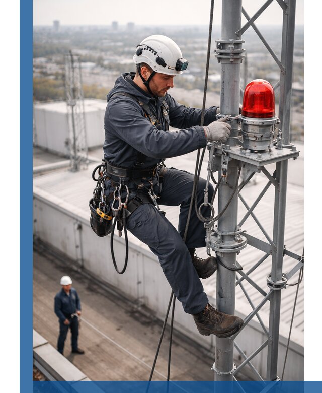 Монтаж заградительных огней и обслуживание объектов в Луге