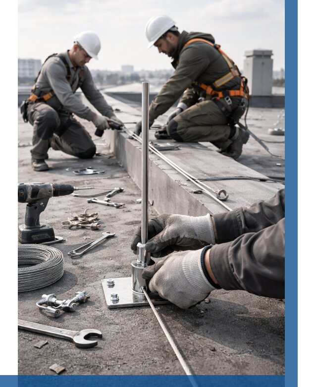 Монтаж молниезащиты на кровле в Луге цена от 25775 р. | ВЫСОТНИК-Лга