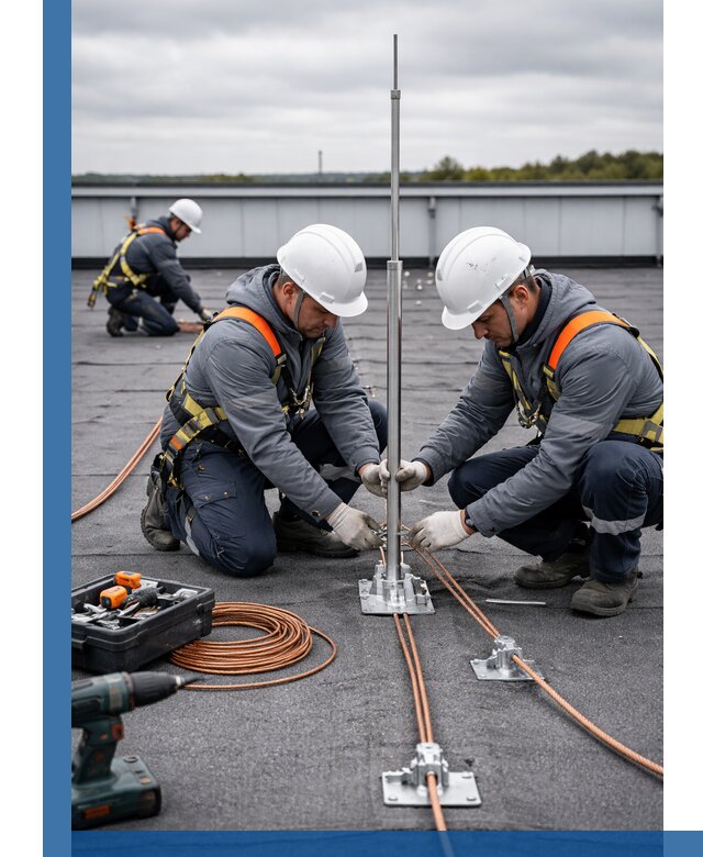 Монтаж молниезащиты на кровле в Луге под ключ с гарантией