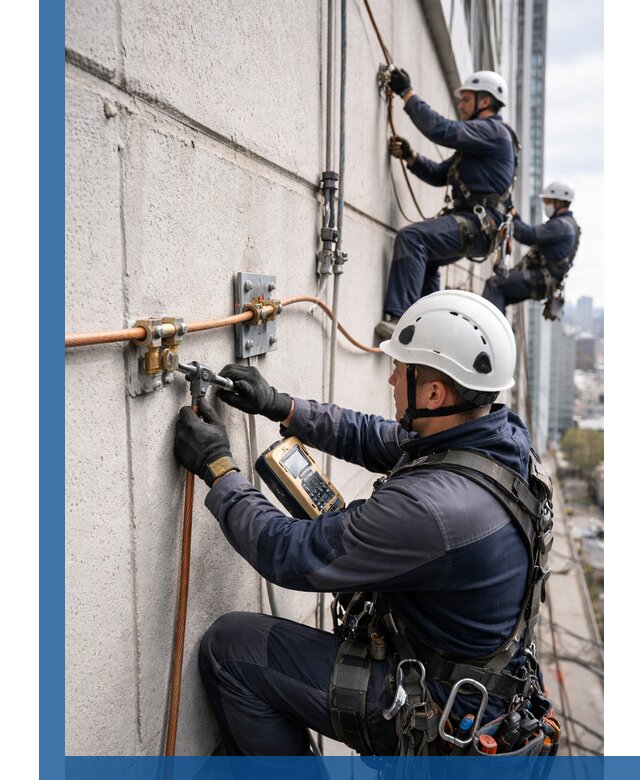 Монтаж системы заземления здания и молниезащиты в Луге