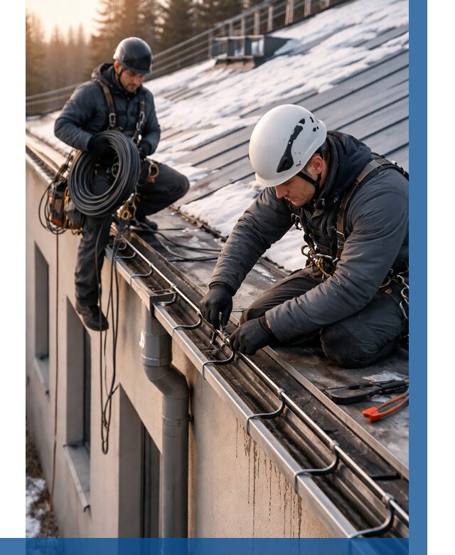 Монтаж греющего кабеля на кровле в Луге от 464 р. | ВЫСОТНИК-Лга
