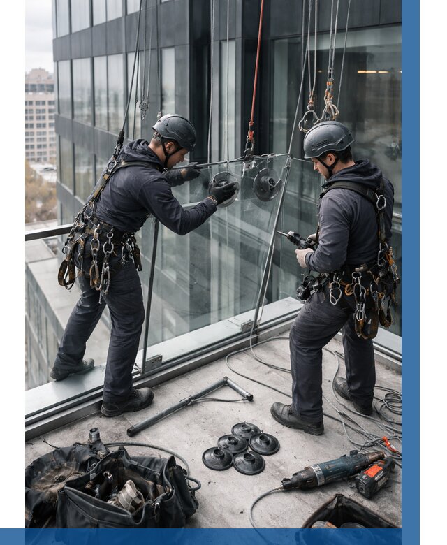 Монтаж стеклянных ограждений в Луге от 2578 р. | ВЫСОТНИК-Лга