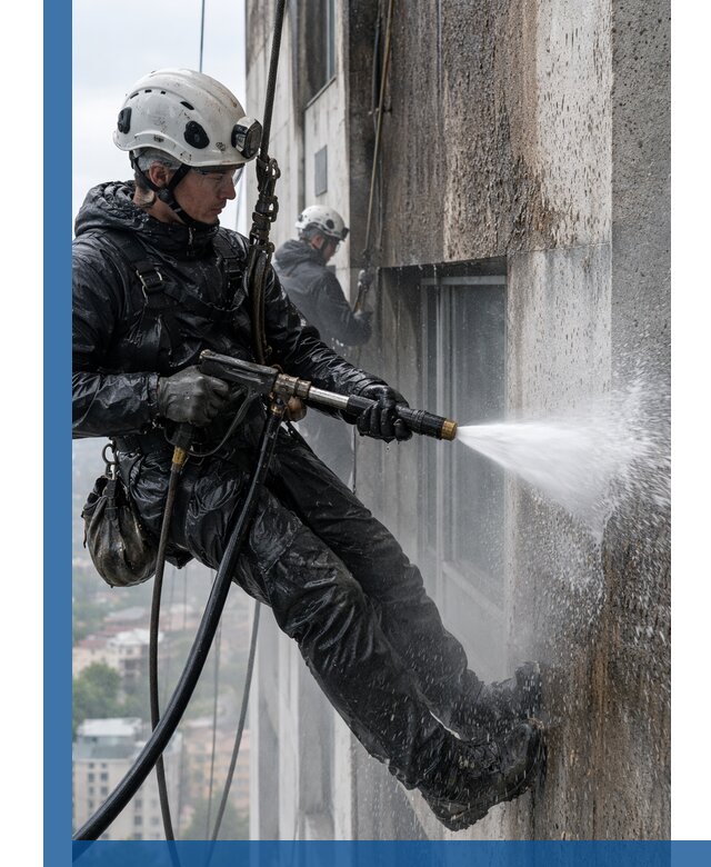 Гидроструйная очистка фасадов и конструкций в Луге