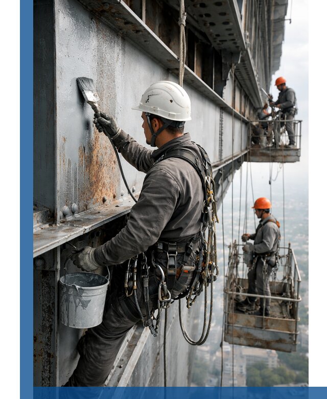 Покраска металлоконструкций на высоте в Луге профессионально