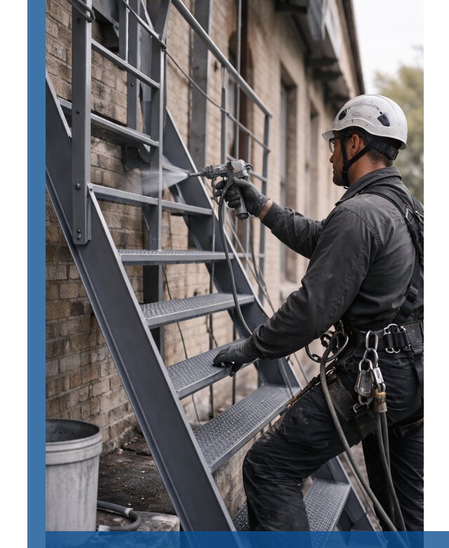 Покраска и антикоррозионная защита пожарных лестниц в Луге