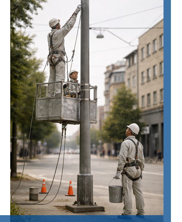 Покраска опор освещения в Луге от 5155 р. | ВЫСОТНИК-Лга