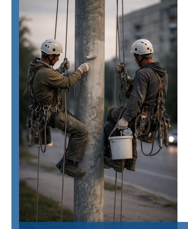 Покраска опор освещения и антикоррозийная защита в Луге