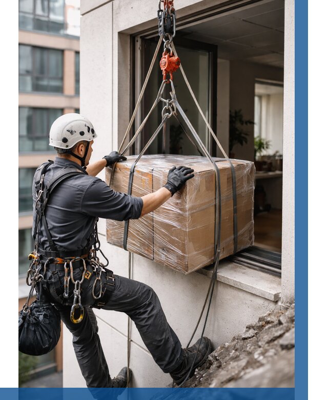 Подъем груза через окно в Луге от 4640 р. | ВЫСОТНИК-Лга