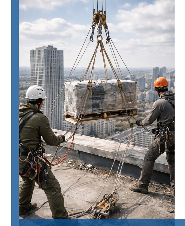 Подъем и монтаж крупногабаритных грузов на крышу в Луге