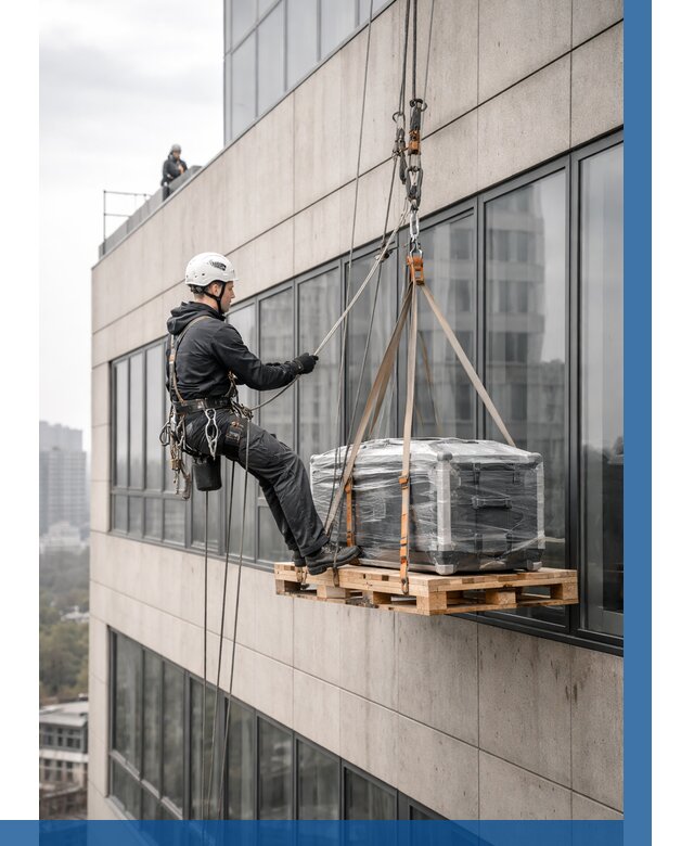 Спуск груза по фасаду в Луге от 3609 р. | ВЫСОТНИК-Лга