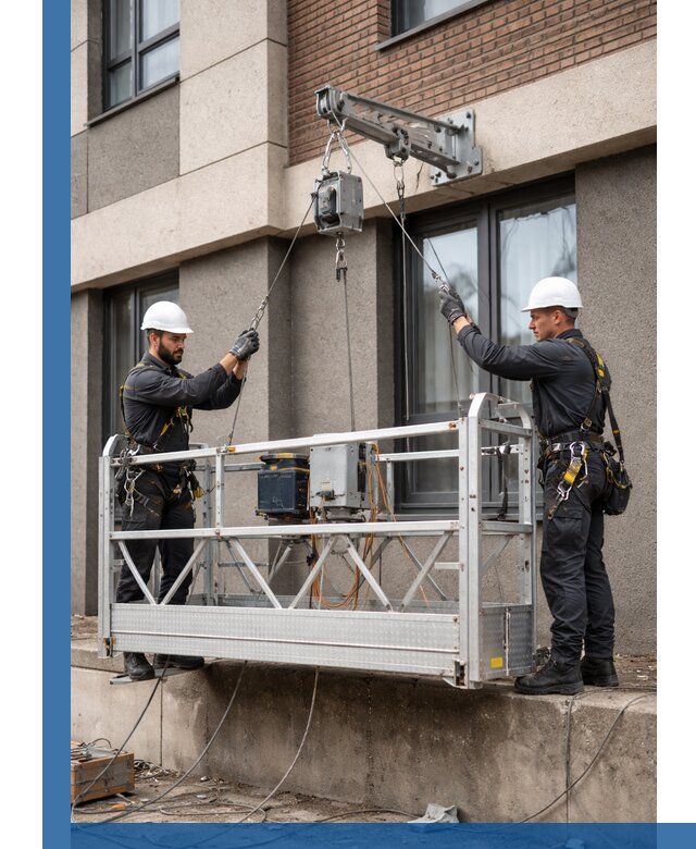 Монтаж и подъем фасадной люльки в Луге с гарантией безопасности