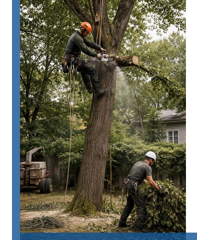 Кронирование деревьев в Луге, безопасная высотная обрезка