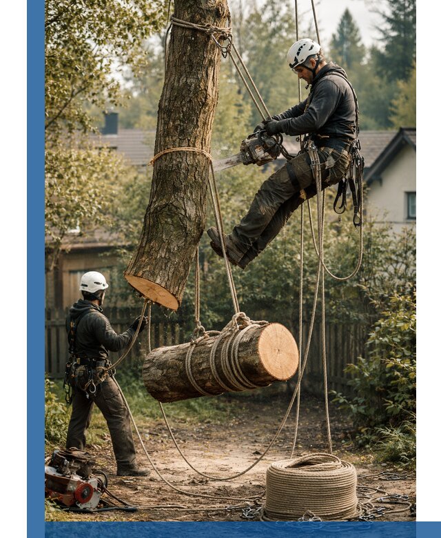 Валка деревьев частями в Луге, безопасно и аккуратно