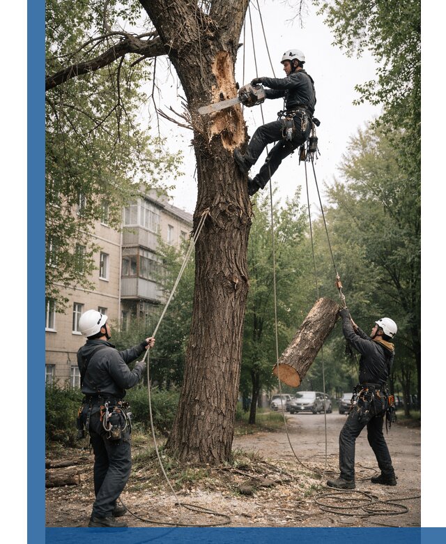 Срочное удаление аварийных деревьев в Луге с гарантией безопасности