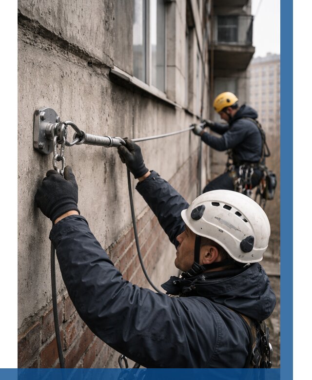 Монтаж анкерных линий в Луге от 3093 р. | ВЫСОТНИК-Лга
