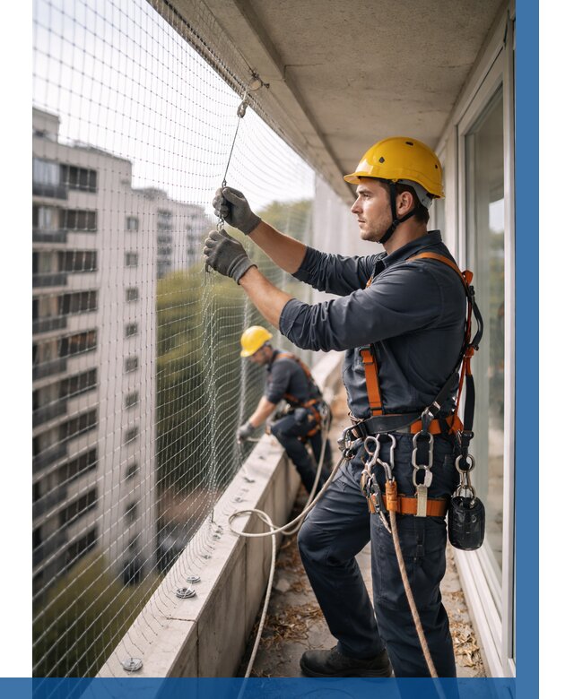 Монтаж сетки от птиц в Луге от 4640 р. | ВЫСОТНИК-Лга